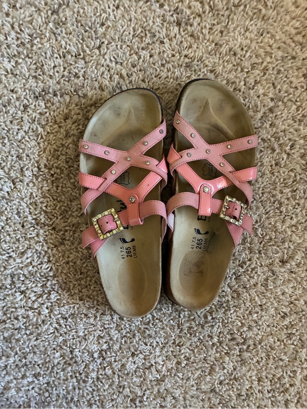 Betula by Birkenstock Pink Rhinestone Strappy Sandals Size 10 / EU 41